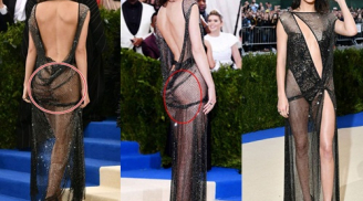'Nhức mắt' với váy xuyên thấu lồ lộ 'mặc cũng như không' của Kendall Jenner