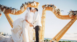 Cận cảnh chiếc váy cưới khổng lồ của An Dĩ Hiên trong hôn lễ đầy xa hoa với chồng đại gia