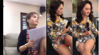 Clip Bảo Thanh 'lộ hàng' vì mặc váy ngắn livestream