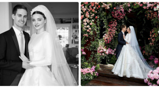 Sau lùm xùm trả nhẫn kim cương 9 triệu USD, Miranda Kerr khoe váy cưới kiêu sa giữa vườn hồng cùng chồng tỷ phú