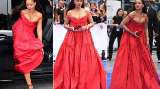 Rihanna chơi trội, cố tình để ngực tràn ra khỏi váy giữa sự kiện