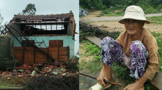 Bức ảnh khiến nhiều người xót xa: Sau bão số 12, bà cụ neo đơn ngồi thất thần nhìn căn nhà bị sập