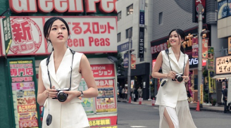 Trời rét hơn 10 độ, Á hậu Thanh Tú vẫn mặc gợi cảm hút sự chú ý giữa đường phố Nhật