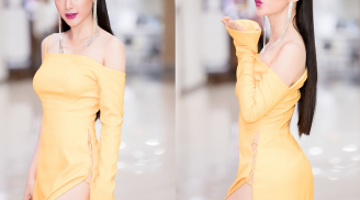 Angela Phương Trinh nổi bần bật khi diện váy cut out tông vàng tại sự kiện