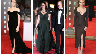 Công nương Kate Middleton diện đầm xẻ sâu 'bế' bụng bầu 6 tháng 'độc chiếm' thảm đỏ BAFTA