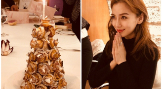 Choáng với chiếc bánh sinh nhật mạ vàng mà Huỳnh Hiểu Minh tặng cho bà xã Angelababy