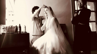 Á quân 'Next Top' Tuyết Lan và hôn phu cười hạnh phúc trong hậu trường chụp ảnh cưới
