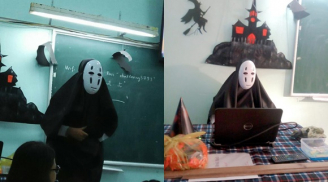 “Phát sốt” khi thầy giáo hóa trang thành Vô Diện cực đáng yêu chào đón tiệc Halloween