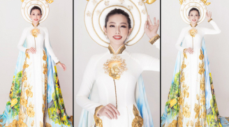 Cận cảnh bộ quốc phục dân tộc vô cùng độc đáo của Thùy Tiên tại Hoa hậu Quốc tế 2018