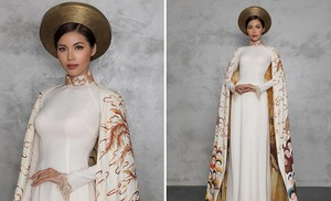Cận cảnh bộ quốc phục áo bào 'Con rồng cháu tiên' tuyệt đẹp của Minh Tú tại Miss Supranational 2018