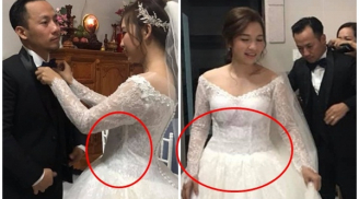 Vợ mới cưới của rapper Tiến Đạt lộ vòng hai lớn khi mặc váy cưới, vướng nghi vấn mang bầu