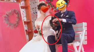 Xuất hiện 'người thứ ba' trong bộ ảnh cưới của cặp đôi trẻ khiến thợ ảnh 'méo mặt'