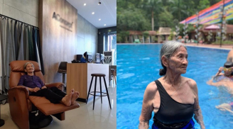Cụ bà gần 90 tuổi vẫn khỏe mạnh, tự tin diện đồ tắm ở hồ bơi khiến mọi phải người xuýt xoa