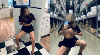 Cô gái thản nhiên vạch áo giữa siêu thị rồi cho tay lên làm hành động này khiến mọi người 'tròn mắt'