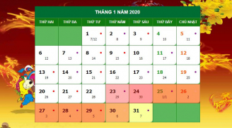 Lịch nghỉ Tết Nguyên đán Canh Tý 2020 chính thức