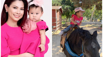 Con gái Thanh Thảo tự tin ngồi cưỡi ngựa một mình quanh sân khi mới 14 tháng, dân mạng phát hiện 'điểm lạ'