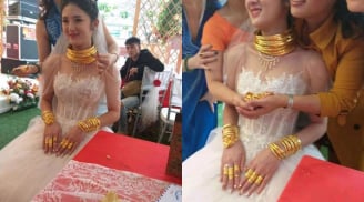 Lại thêm cô dâu Cao Bằng đeo vàng trĩu cổ, kín tay trong ngày cưới nhưng nhìn chú rể mọi người mới bất ngờ