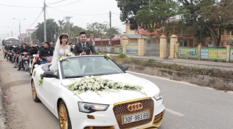 Đám cưới Phú Thọ 'gây sốt' với xe hoa Audi mạ vàng và dàn SH theo sau 'siêu khủng'