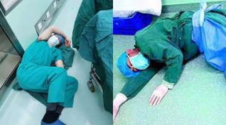 Bác sĩ mệt lả rồi nằm vật ra sàn sau khi thực hiện 4 ca phẫu thuật liên tiếp