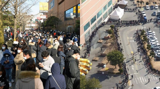 Đại dịch covid-19 bùng phát, người dân Hàn Quốc khổ sở xếp hàng mua khẩu trang