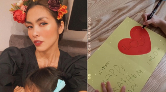 Con gái nhỏ của Hà Tăng mới 3 tuổi đã biết viết chữ làm thiệp tặng cha