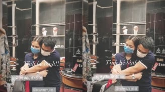 Hòa Minzy và bạn trai phát 'cẩu lương' cho dân FA, đứng giữa cửa hàng mà ôm nhau chặt cứng không rời