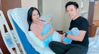 Bà xã Dương Khắc Linh khoe khung ảnh đầu tiên của hai con trai, tiết lộ cố tập đi sau ca sinh mổ