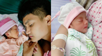 Mạc Văn Khoa khoe ảnh cận mặt con gái đầu lòng nặng 1,9kg vì sinh non