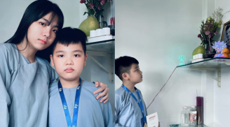 Dàn sao Việt xúc động với hình ảnh hai con của Vân Quang Long cầm giấy khen trước bàn thờ bố