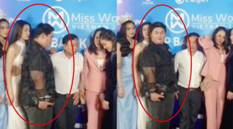 MXH xôn xao khoảnh khắc Đỗ Mỹ Linh bị 'chèn ép' chỗ đứng trên thảm đỏ Miss World Việt Nam