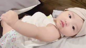 Biểu cảm 'không cảm xúc' của con gái Đông Nhi sau khi ngã lộn nhào khiến fan bật cười