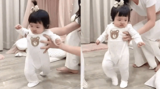 Con gái Đông Nhi khiến fan thích thú với những bước đi thoăn thoắt dù mới 7 tháng tuổi