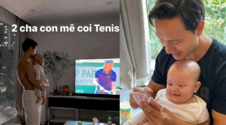 Kim Lý bế con xem thể thao, khoảnh khắc Leon 'hóng hớt' chăm chú khiến fan bật cười