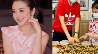 Hoa hậu Jennifer Phạm cùng con gái làm cơm từ thiện gửi lực lượng chống dịch