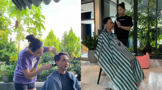 Đàm Thu Trang lại trổ tài cắt tóc cho Cường Đô La, lập tức được ông xã khen một câu 'mát lòng'