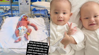 Hà Hồ lần đầu đăng tải ảnh Leon và Lisa khi chào đời, tiết lộ hai con phải cắm ống thở vì sinh non