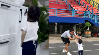 Con gái Trường Giang 2 tuổi đã biết dọn dẹp nhà cửa để chờ đón bố ghi hình trở về
