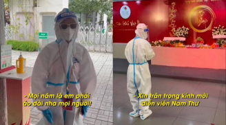 Sao Việt đầu tiên mặc đồ bảo hộ đi cúng Tổ nghiệp ở Sài Gòn