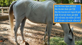 Bài toán gây lú: 'Bác Ba mua ngựa 60 đô- bán 70 - mua lại 80- bán tiếp 90. Hỏi bác lãi hay lỗ?'