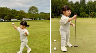 Ái nữ nhà Cường Đô La theo bố ra sân golf, biểu cảm hoàn thành nhiệm vụ được giao đáng yêu hết nấc