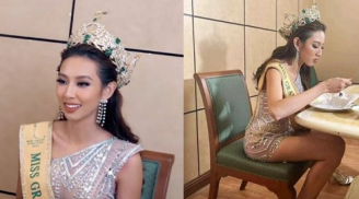Khoảnh khắc Hoa hậu Thùy Tiên mang dép tổ ong, ngồi ăn một mình sau buổi livestream gây chú ý