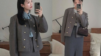 Chỉ với 1 chiếc áo dạ dáng ngắn, quý cô Hàn Quốc này đã biến hóa được 8 set đồ bắt mắt