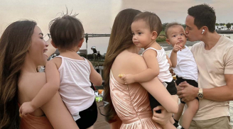 Kim Lý đưa cặp song sinh Lisa và Leon đến nơi làm việc thăm mẹ Hà Hồ