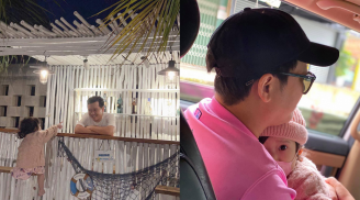 Trường Giang gây tranh cãi khi để con gái ngồi vắt vẻo một mình trên ghế cao