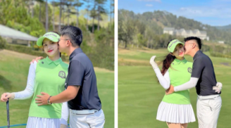 Matt Liu khoe loạt ảnh hôn má Hương Giang trên sân golf chúc mừng ngày 8/3