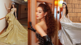 Khánh Vân lên đồ 'chặt chém' lấn át chị em khi làm host Hoa hậu Hoàn Vũ 2022