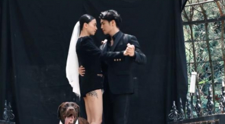 Ngô Thanh Vân tung clip hậu trường chụp ảnh cưới, cô dâu mới để lộ hình xăm ở đùi cực độc lạ