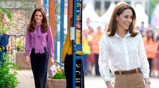 Công nương Kate có những cách mặc áo sơ mi/blouse rất khéo, lý tưởng để chị em học theo