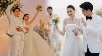 Váy cưới của các cô dâu Vbiz làm đám cưới ở biển: Ngô Thanh Vân kín đáo tinh tế, Nhã Phương giản đơn