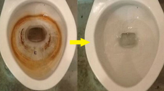 Bồn cầu dùng lâu đóng cặn vàng khè, hôi hám, dội thứ nước này sau 15 phút là trắng bong như mới